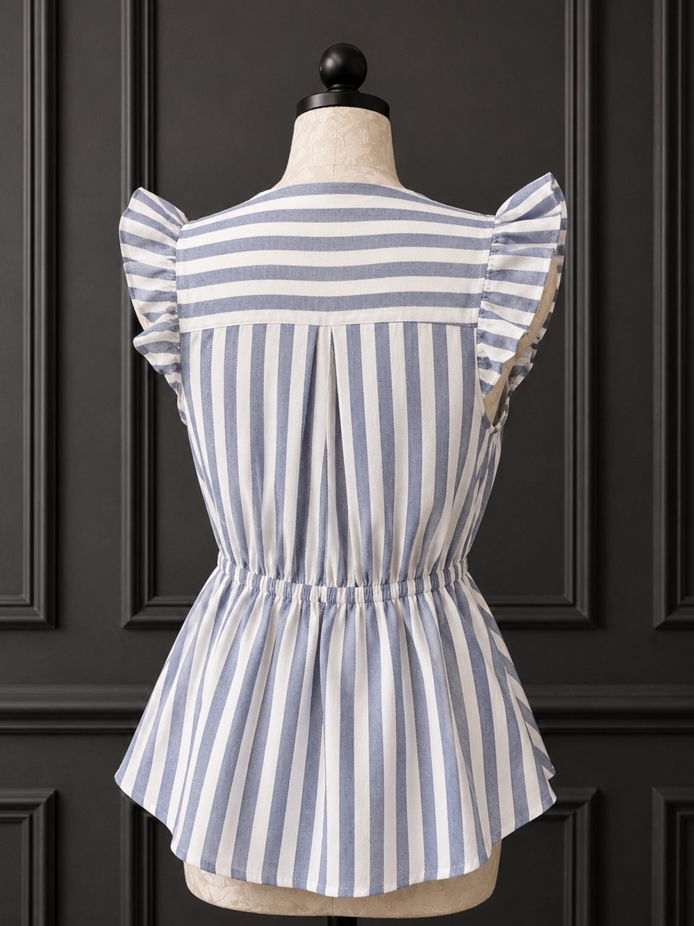 monteau Los Angeles Striped Top in White and Navy - Picture 2 of 3